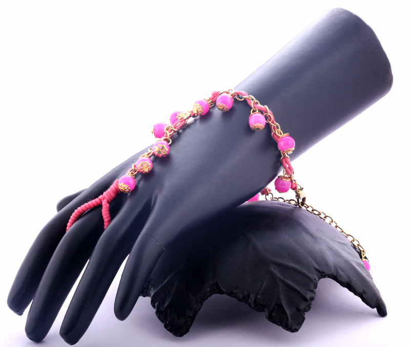 Vogue Crafts & Designs Pvt. Ltd. manufactures Neon Pink Bracelet with Ring at wholesale price.