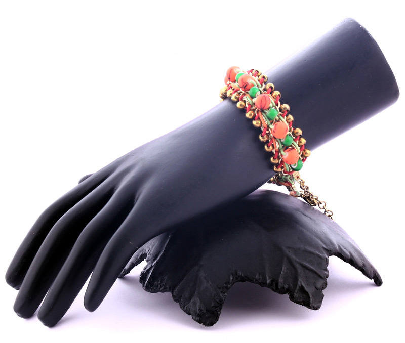Vogue Crafts & Designs Pvt. Ltd. manufactures Neon Orange and Green Bracelet at wholesale price.