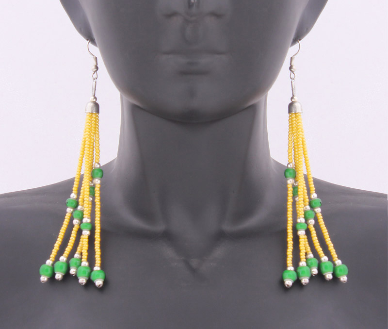 Vogue Crafts & Designs Pvt. Ltd. manufactures Yellow and Green Tassel Earring at wholesale price.