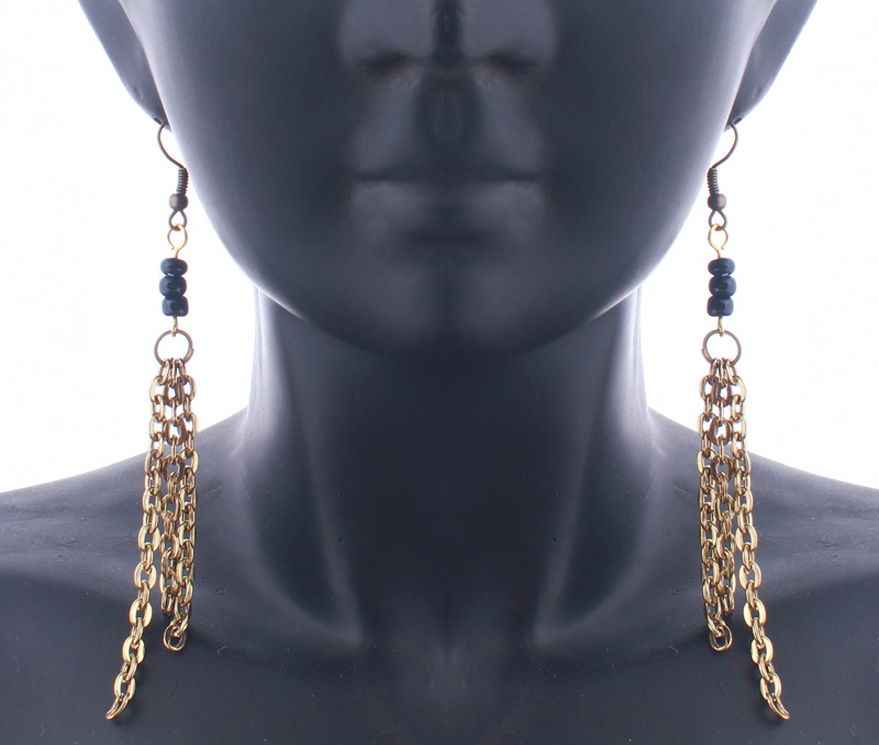 Vogue Crafts & Designs Pvt. Ltd. manufactures Black and Chain Tassel Earrings at wholesale price.