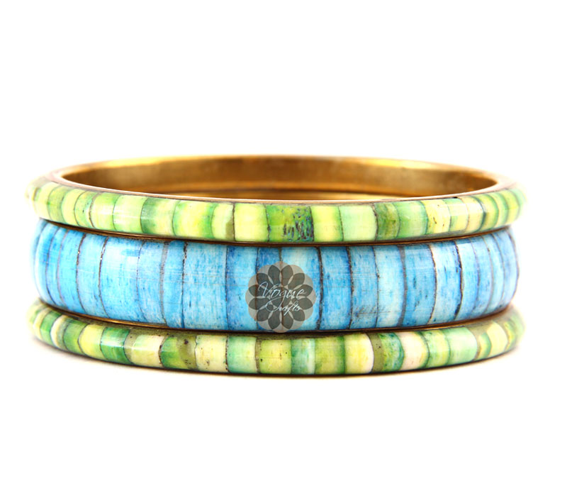 Vogue Crafts & Designs Pvt. Ltd. manufactures Green and Blue Bangle Stack at wholesale price.