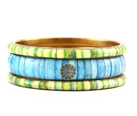 Vogue Crafts and Designs Pvt. Ltd. manufactures Green and Blue Bangle Stack at wholesale price.