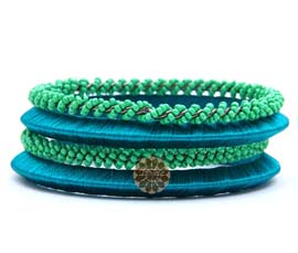 Vogue Crafts and Designs Pvt. Ltd. manufactures Green and Blue Bangle Stack at wholesale price.
