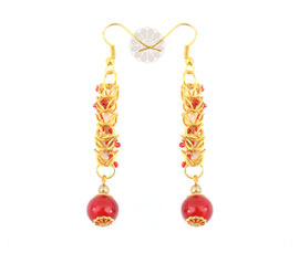 Vogue Crafts and Designs Pvt. Ltd. manufactures Long Red Bead Earrings at wholesale price.