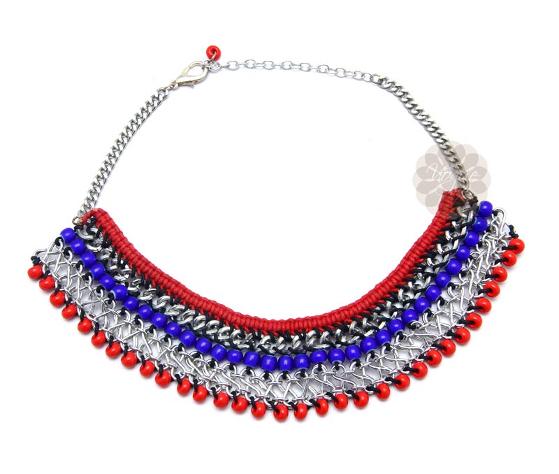 Vogue Crafts & Designs Pvt. Ltd. manufactures Rows of Blue and Red Necklace at wholesale price.