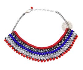 Vogue Crafts and Designs Pvt. Ltd. manufactures Rows of Blue and Red Necklace at wholesale price.