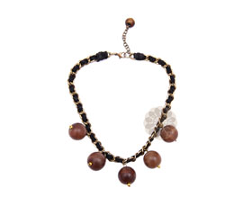 Vogue Crafts and Designs Pvt. Ltd. manufactures Chained Brown Beads Necklace at wholesale price.