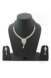 Vogue Crafts and Designs Pvt. Ltd. manufactures Brown Stone Earrings-Necklace set at wholesale price.
