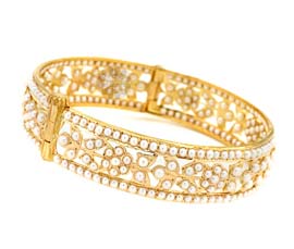 Vogue Crafts and Designs Pvt. Ltd. manufactures Floral Pearl Golden Bracelet at wholesale price.