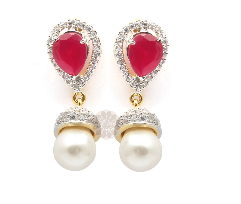 Vogue Crafts & Designs Pvt. Ltd. manufactures Rose Pearl Drop Earrings at wholesale price.