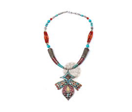 Vogue Crafts and Designs Pvt. Ltd. manufactures Multicolor Tibetan Teardrop Necklace at wholesale price.