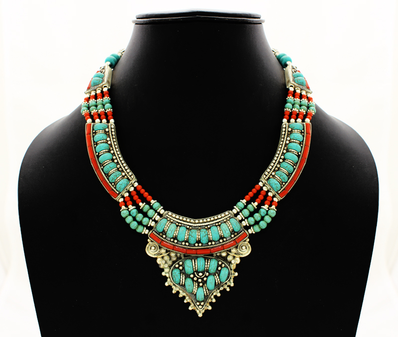 Vogue Crafts & Designs Pvt. Ltd. manufactures Turquoise Inlay Necklace at wholesale price.