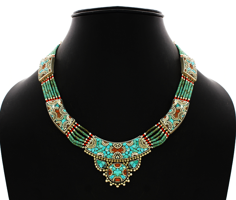Vogue Crafts & Designs Pvt. Ltd. manufactures Fascinating Tibetan Turquoise Necklace at wholesale price.