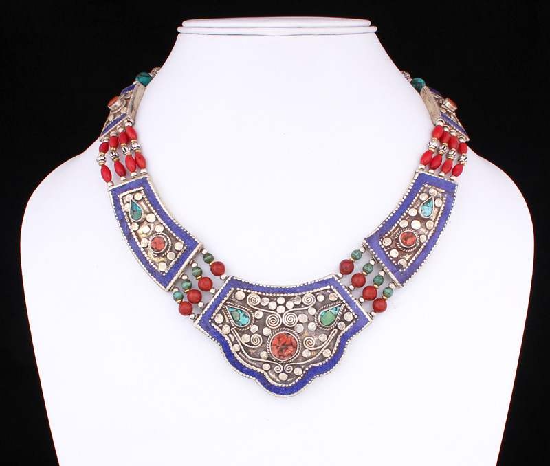 Vogue Crafts & Designs Pvt. Ltd. manufactures Blue Outline Necklace at wholesale price.