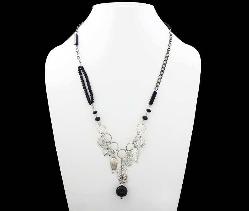 Vogue Crafts & Designs Pvt. Ltd. manufactures Black Beads and Charms Necklace at wholesale price.