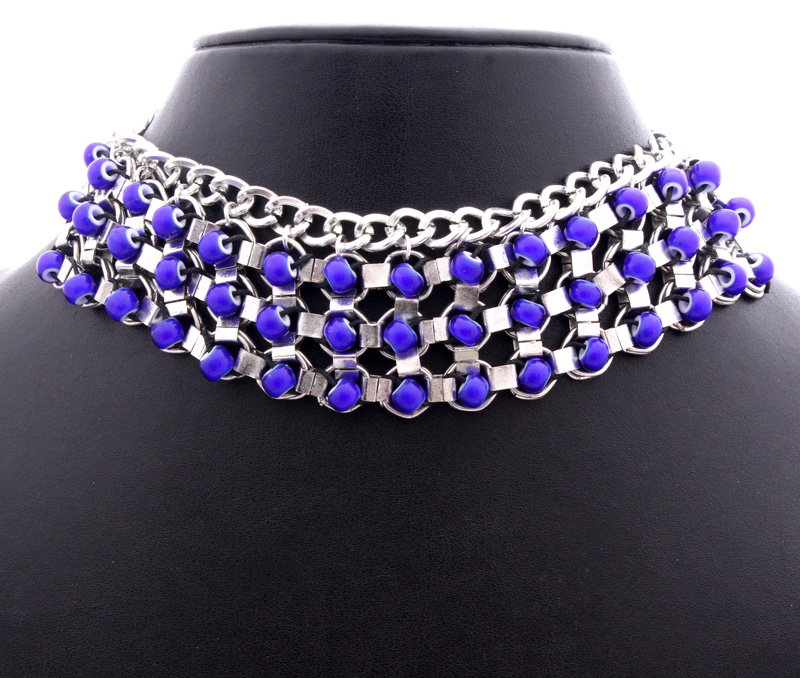 Vogue Crafts & Designs Pvt. Ltd. manufactures Bolted Blue Necklace at wholesale price.
