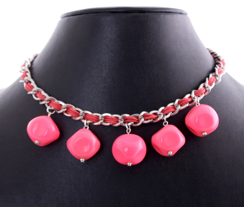 Vogue Crafts & Designs Pvt. Ltd. manufactures Chained Pink Beads Necklace at wholesale price.
