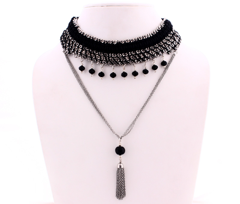 Vogue Crafts & Designs Pvt. Ltd. manufactures Bliss of Black Necklace at wholesale price.