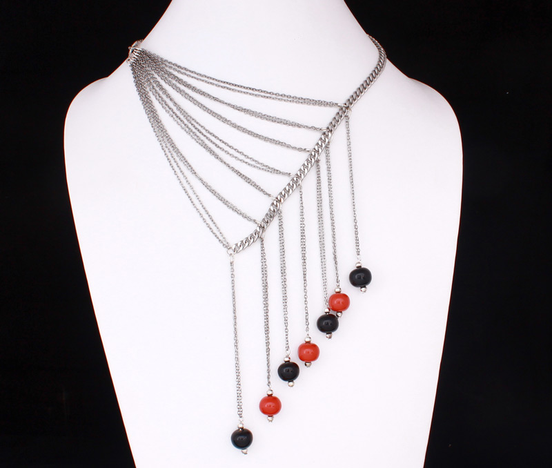 Vogue Crafts & Designs Pvt. Ltd. manufactures Drops of Red and Black Necklace at wholesale price.
