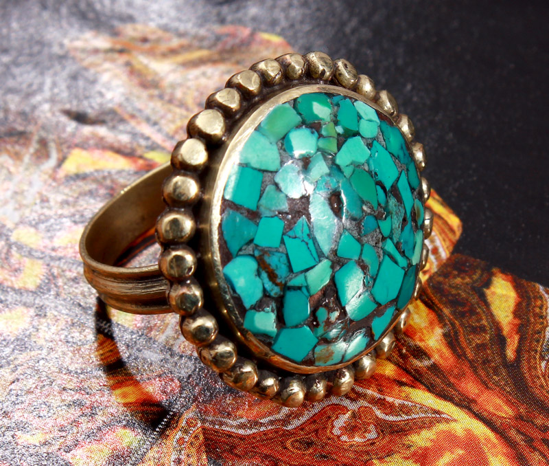 Vogue Crafts & Designs Pvt. Ltd. manufactures Flaked Turquoise Ring at wholesale price.