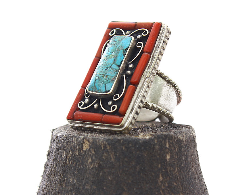 Vogue Crafts & Designs Pvt. Ltd. manufactures Rectangular Tibetan Ring at wholesale price.