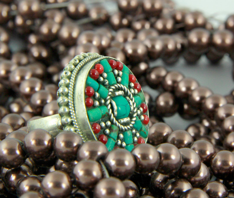 Vogue Crafts & Designs Pvt. Ltd. manufactures Surrounded by Turquoise Ring at wholesale price.