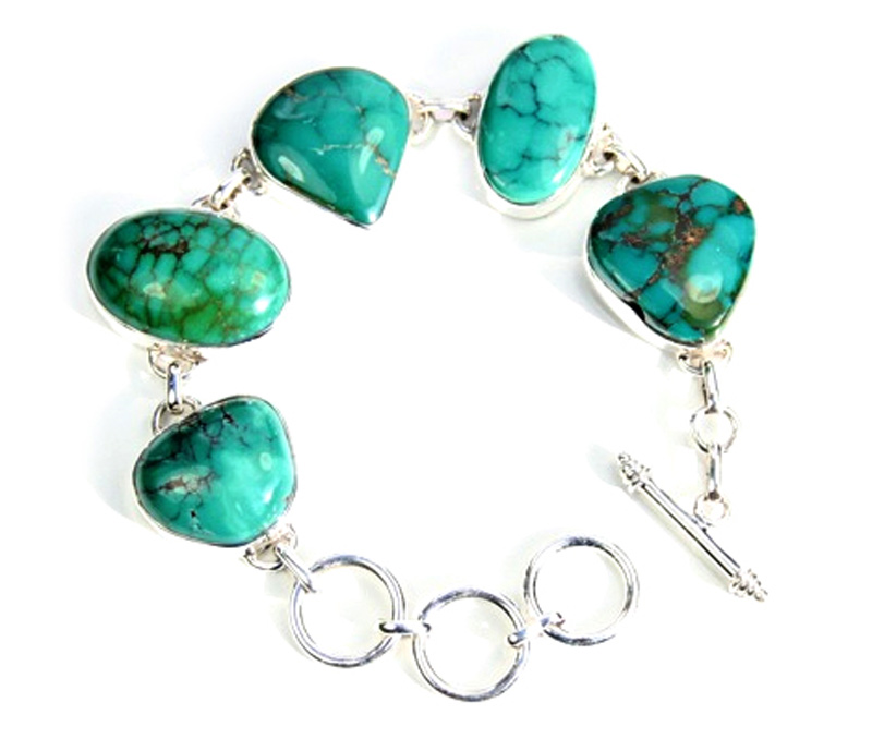 Vogue Crafts & Designs Pvt. Ltd. manufactures Turquoise Stone Silver Bracelet at wholesale price.