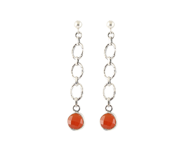 Vogue Crafts & Designs Pvt. Ltd. manufactures Orange Stone Dangler Silver Earrings at wholesale price.