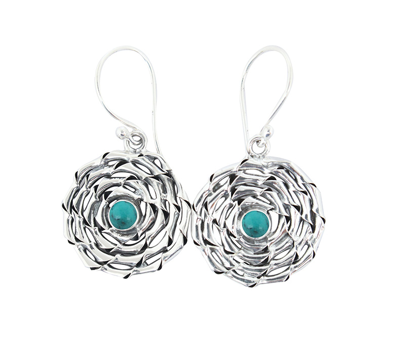 Vogue Crafts & Designs Pvt. Ltd. manufactures Turquoise Stone Illusion Silver Earrings at wholesale price.