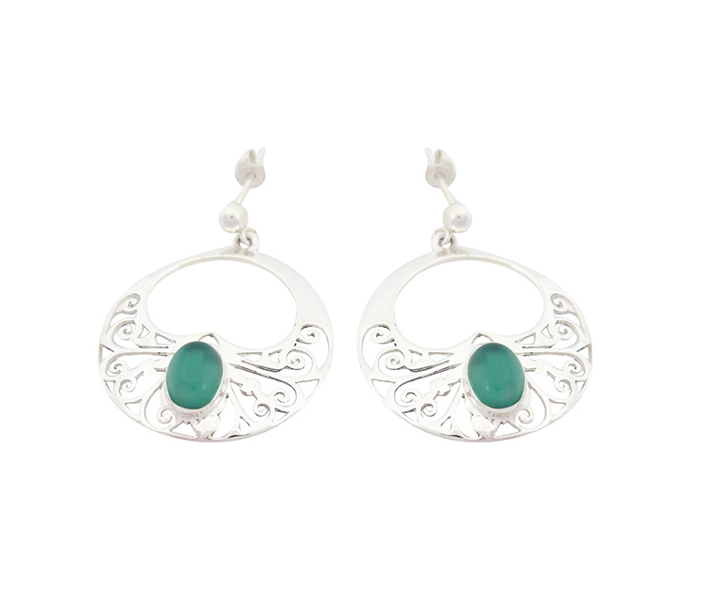 Vogue Crafts & Designs Pvt. Ltd. manufactures Green Stone Silver Earrings at wholesale price.