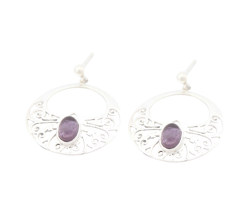 Vogue Crafts & Designs Pvt. Ltd. manufactures Sterling Silver Purple Stone Earrings at wholesale price.