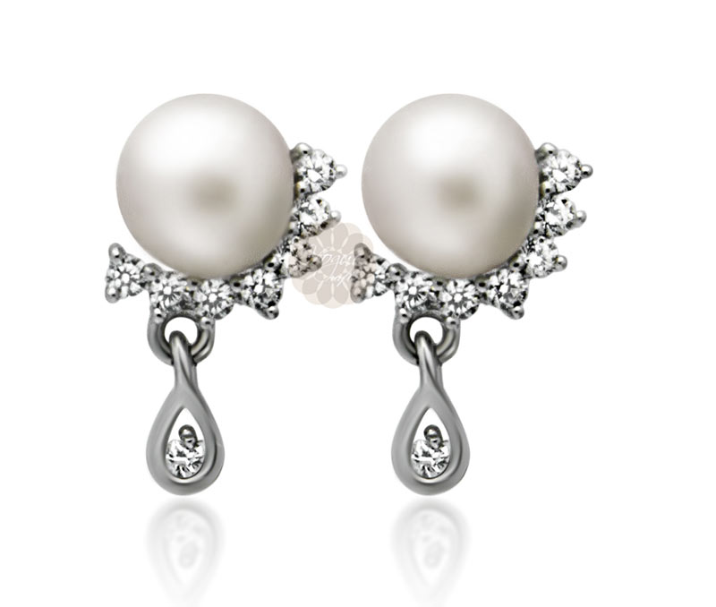 Vogue Crafts & Designs Pvt. Ltd. manufactures Silver Teardrop Pearl Earrings at wholesale price.