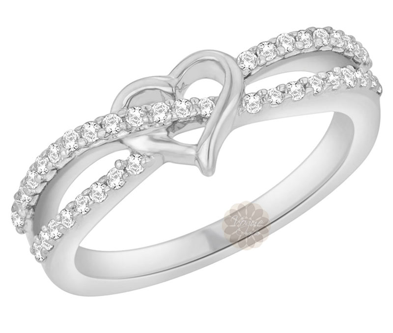 Vogue Crafts & Designs Pvt. Ltd. manufactures Silver Crossover Heart Ring at wholesale price.